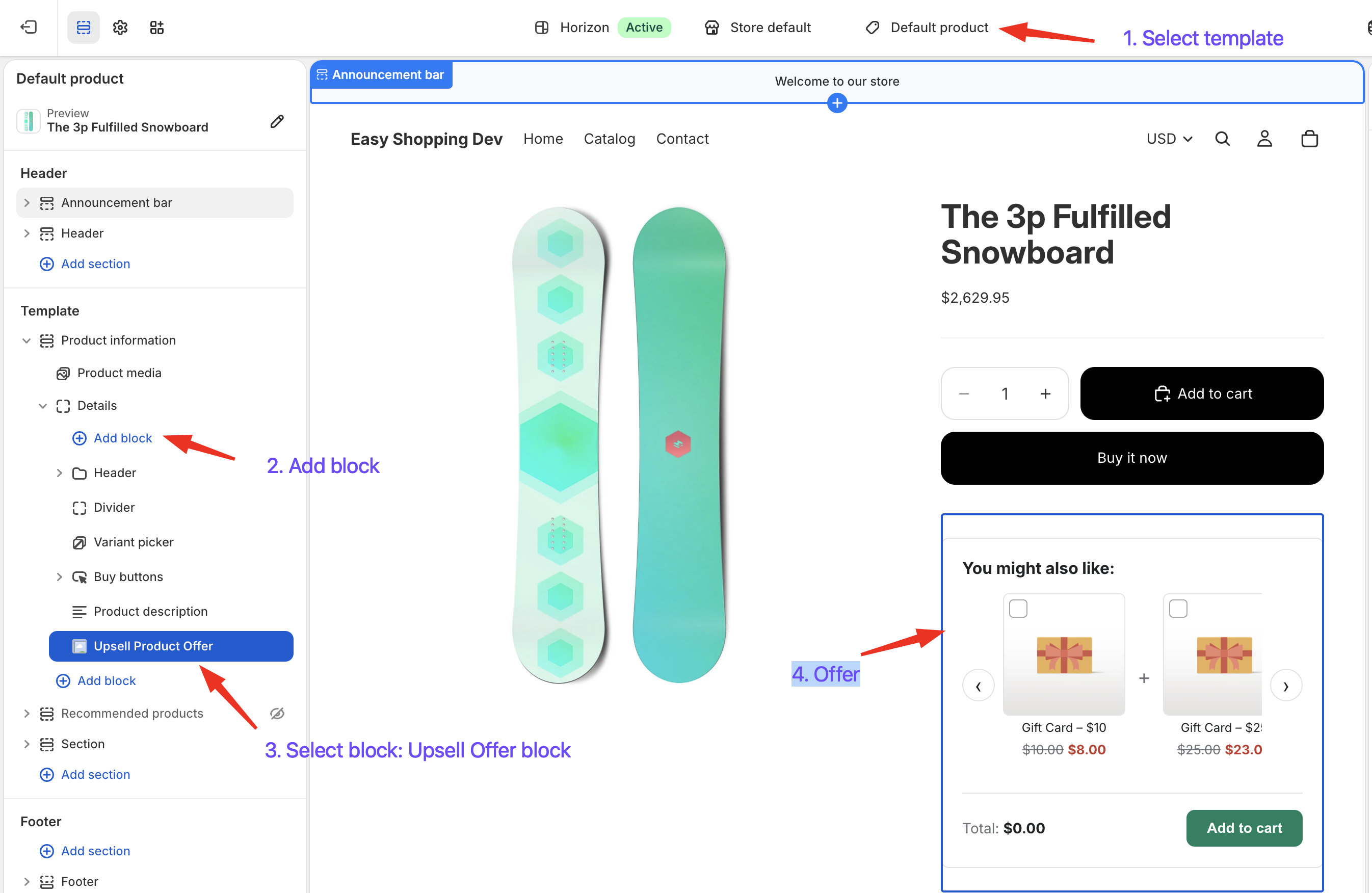 Add Upsell Block